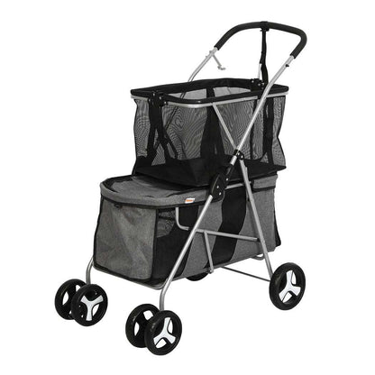 PaWz Pet Stroller 2-Tier Dog Cat Carrier Foldable-1910112547101609984