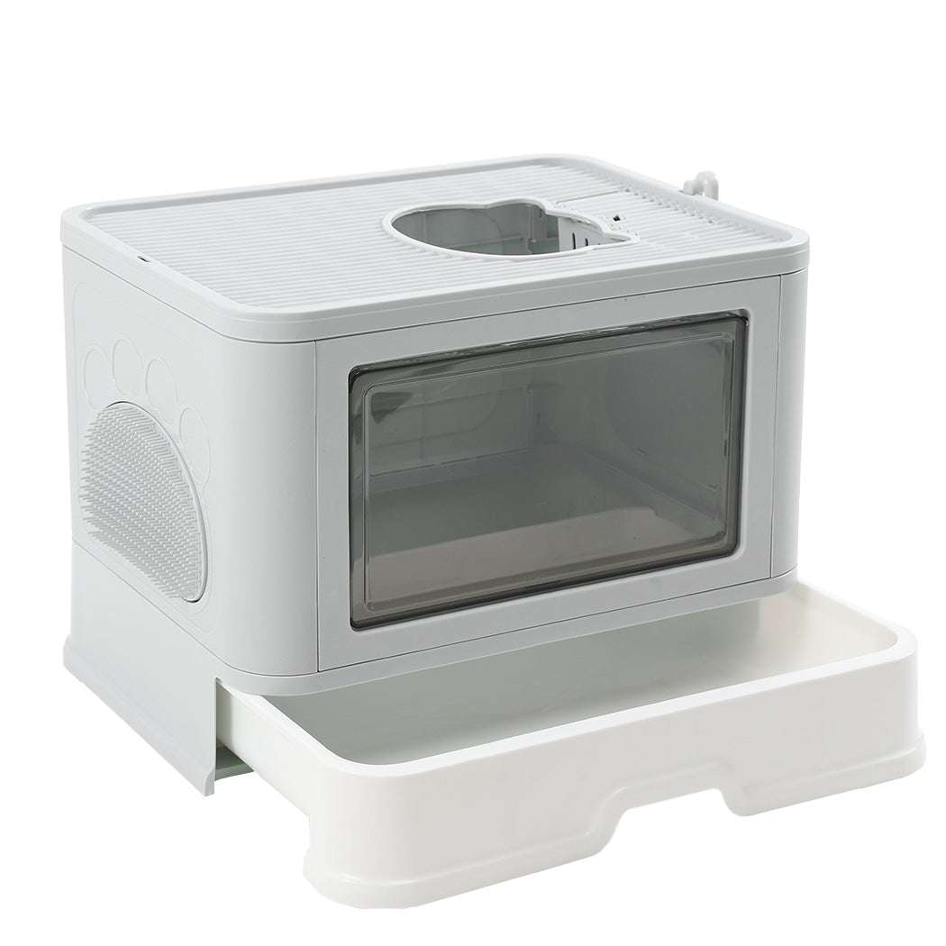 PaWz Foldable Cat Litter Box Tray Enclosed Grey-1910112469918027776