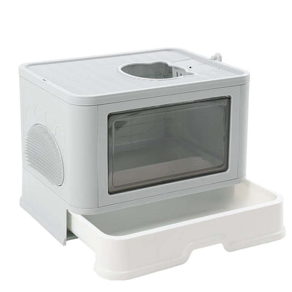 PaWz Foldable Cat Litter Box Tray Enclosed Grey-1910112469918027776