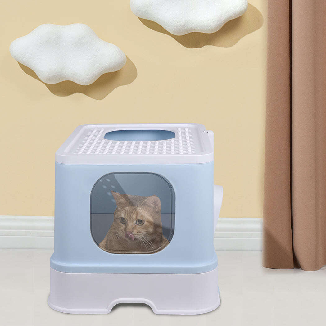 PaWz Cat Litter Box Fully Enclosed Kitty Blue-1910112950677540871