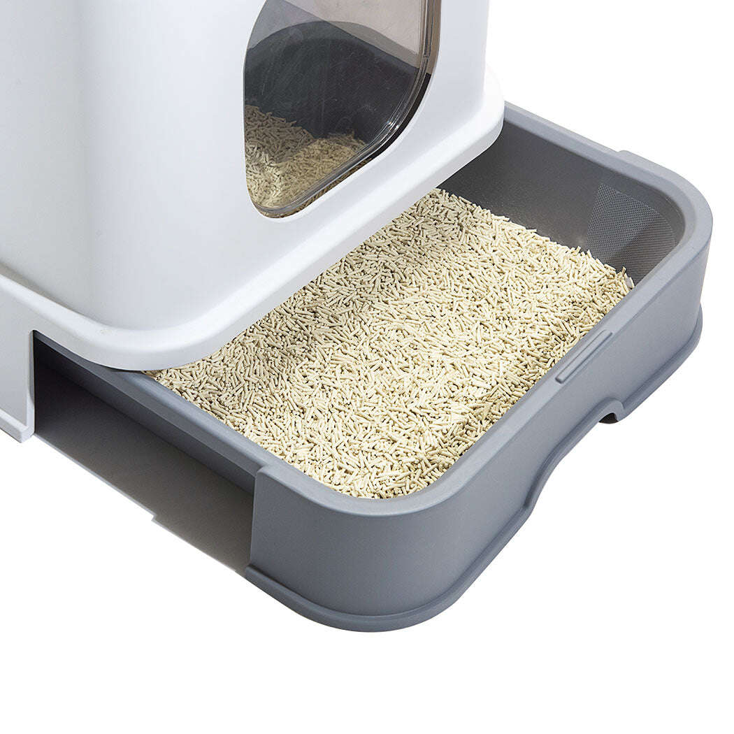 PaWz Cat Litter Box Fully Enclosed Kitty Grey-1910112951075999748