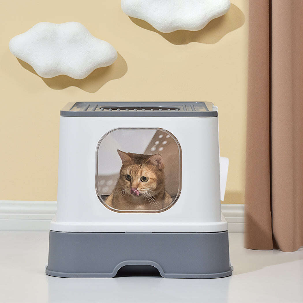 PaWz Cat Litter Box Fully Enclosed Kitty Grey-1910112951075999751
