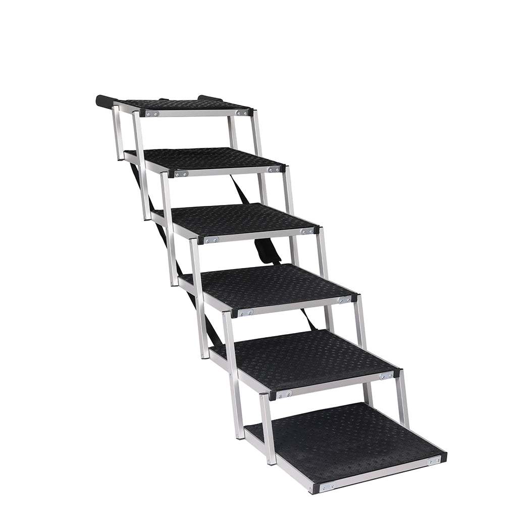 PaWz 6 Steps Dog Ramp Adjustable Height Black-1910112466755522560