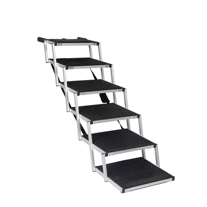 PaWz 6 Steps Dog Ramp Adjustable Height Black-1910112466755522560