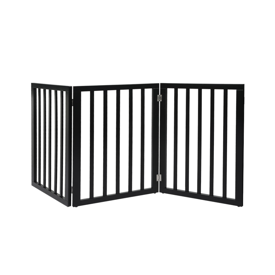 PaWz 3 Panels Wooden Pet Gate Dog Fence Black 139CM-1910112967609946112