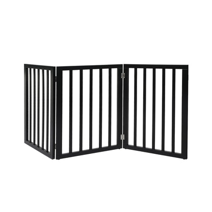 PaWz 3 Panels Wooden Pet Gate Dog Fence Black 139CM-1910112967609946112