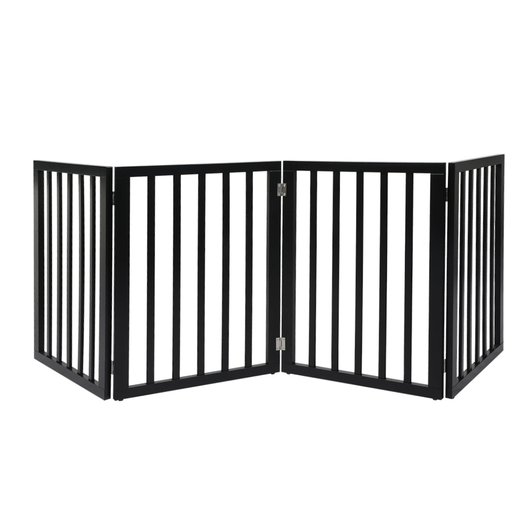 PaWz 4 Panels Wooden Pet Gate Dog Fence Black 600x 3MM-1910112968415252480