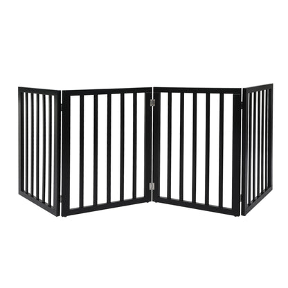 PaWz 4 Panels Wooden Pet Gate Dog Fence Black 600x 3MM-1910112968415252480