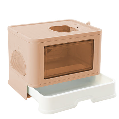 PaWz Foldable Cat Litter Box Tray Enclosed Pink-1910112470102577152