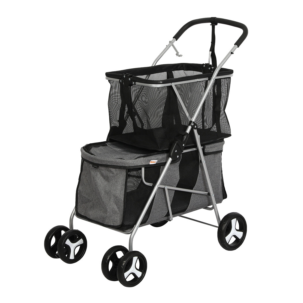 PaWz Pet Stroller 2-Tier Dog Cat Carrier Foldable-1910112547101609984