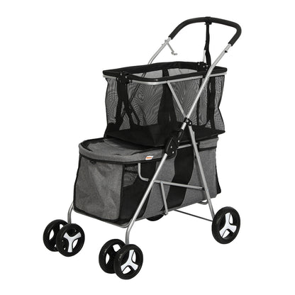 PaWz Pet Stroller 2-Tier Dog Cat Carrier Foldable-1910112547101609984