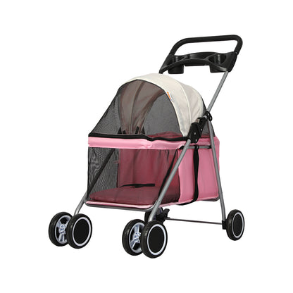 PaWz Pet Stroller Dog Cat Carrier Foldable Pink-1910112545637797888