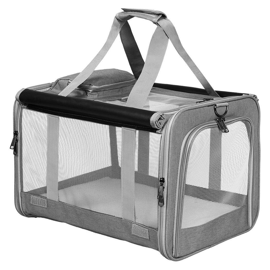 Pawz 3 in 1 Pet Soft Crate Dog Cat Carrier XL Size Grey-1910112289424543744