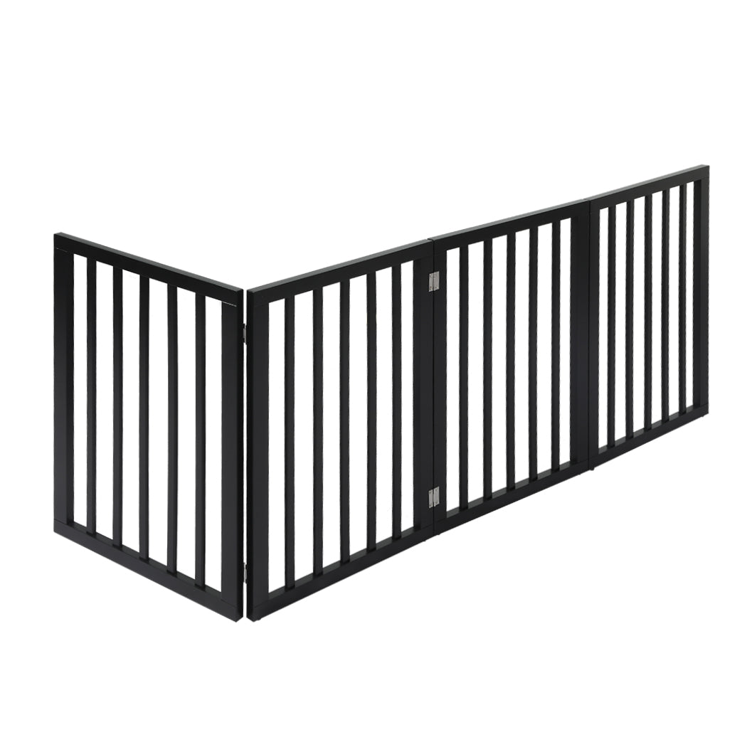 PaWz 4 Panels Wooden Pet Gate Dog Fence Black 600x 3MM-1910112968415252481