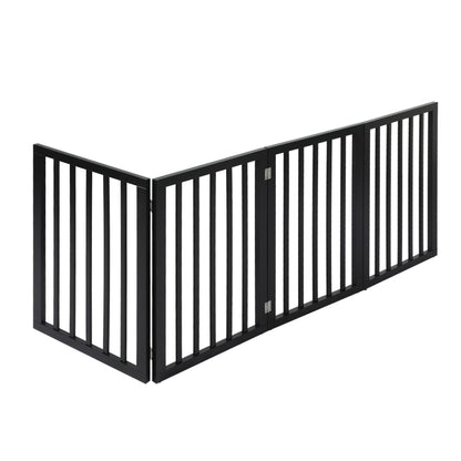 PaWz 4 Panels Wooden Pet Gate Dog Fence Black 600x 3MM-1910112968415252481