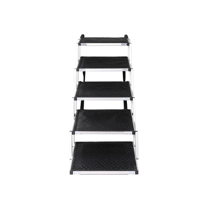 PaWz 5 Steps Dog Ramp Adjustable Height Black-1910112466579361793
