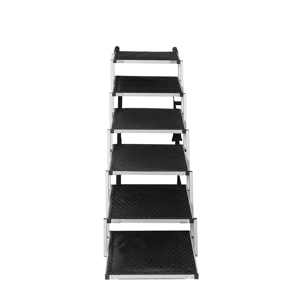 PaWz 6 Steps Dog Ramp Adjustable Height Black-1910112466755522561