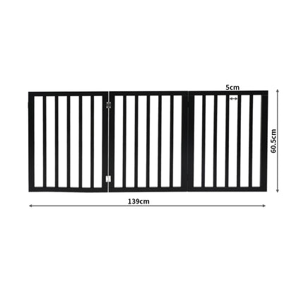 PaWz 3 Panels Wooden Pet Gate Dog Fence Black 139CM-1910112967609946114