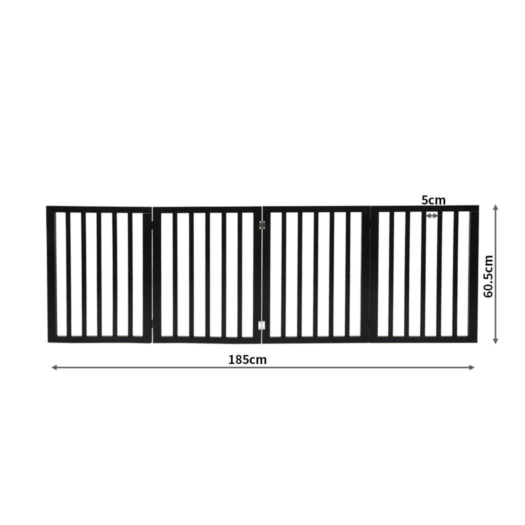 PaWz 4 Panels Wooden Pet Gate Dog Fence Black 600x 3MM-1910112968415252482