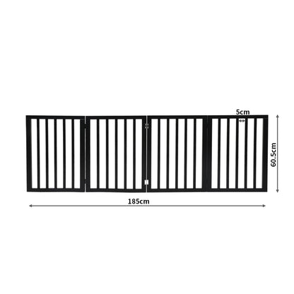PaWz 4 Panels Wooden Pet Gate Dog Fence Black 600x 3MM-1910112968415252482