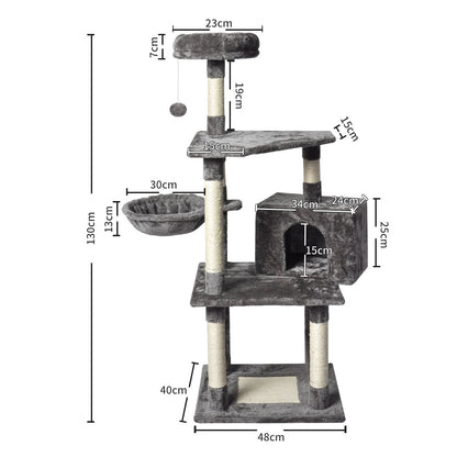 PaWz 130cm Cat Tree Toy Scratching Post Grey-1910113147910492162