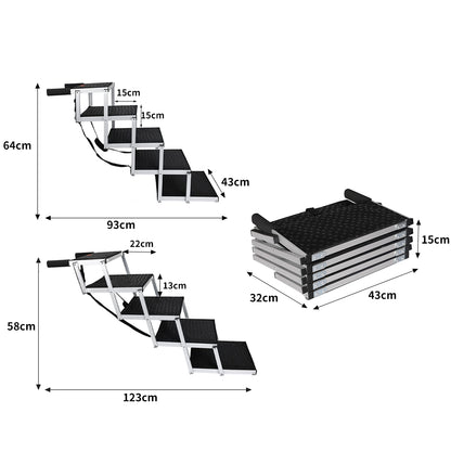 PaWz 5 Steps Dog Ramp Adjustable Height Black-1910112466579361794