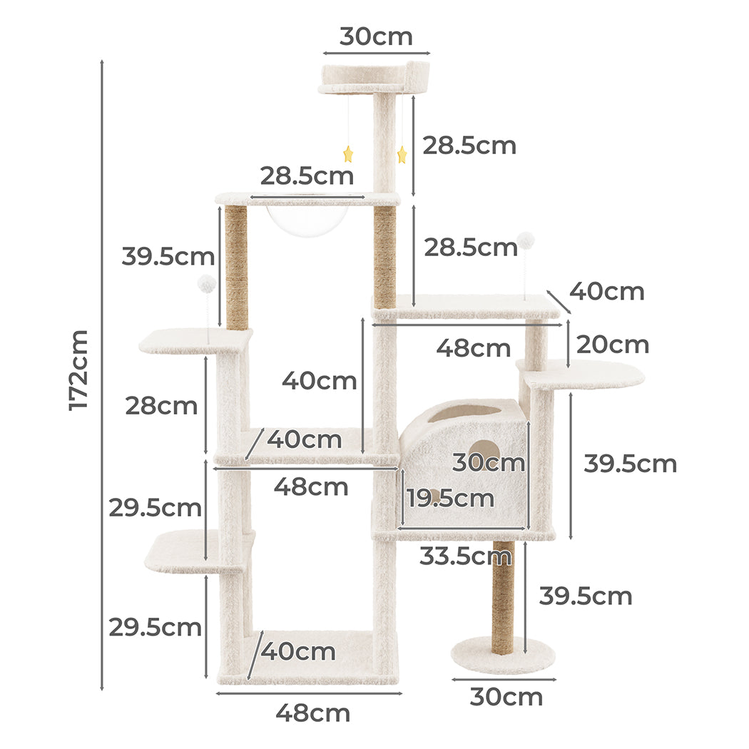 Pawz Cat Tree Tower Large Scratcher Condo House 172cm-1919278362585600002