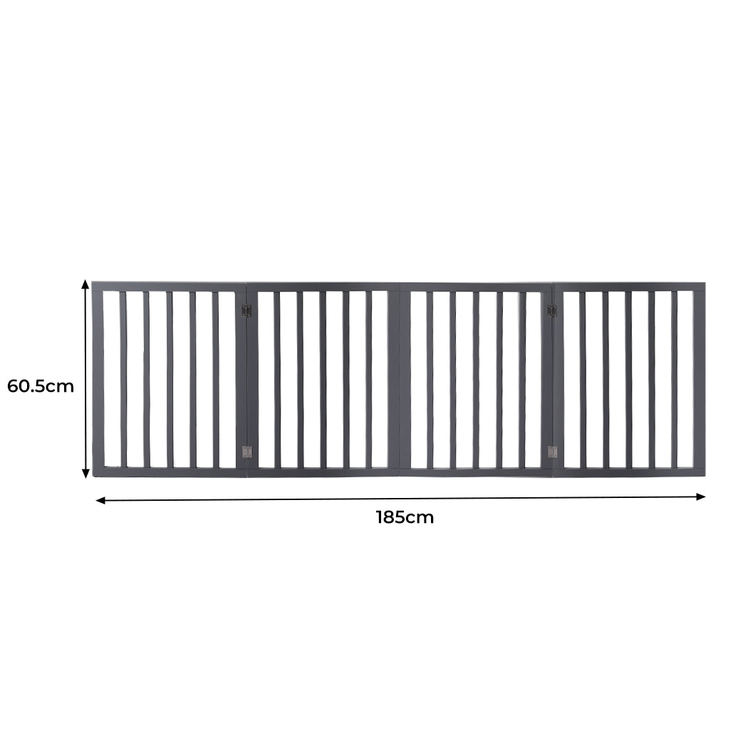 Wooden Pet Gate Dog Fence Retractable Grey 600x 3MM-1910112968574636034