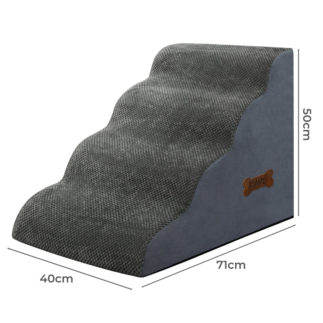 Pawz 4 Steps Pet Stairs Dog Ramp High Density Foam Grey-1919278361717379074
