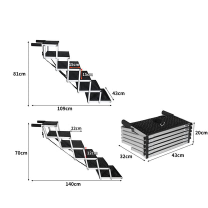 PaWz 6 Steps Dog Ramp Adjustable Height Black-1910112466755522562
