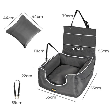 PaWz Dog Car Booster Seat Belt Pet Backrest Grey-1910112480655446018