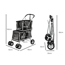 PaWz Pet Stroller 2-Tier Dog Cat Carrier Foldable-1910112547101609986