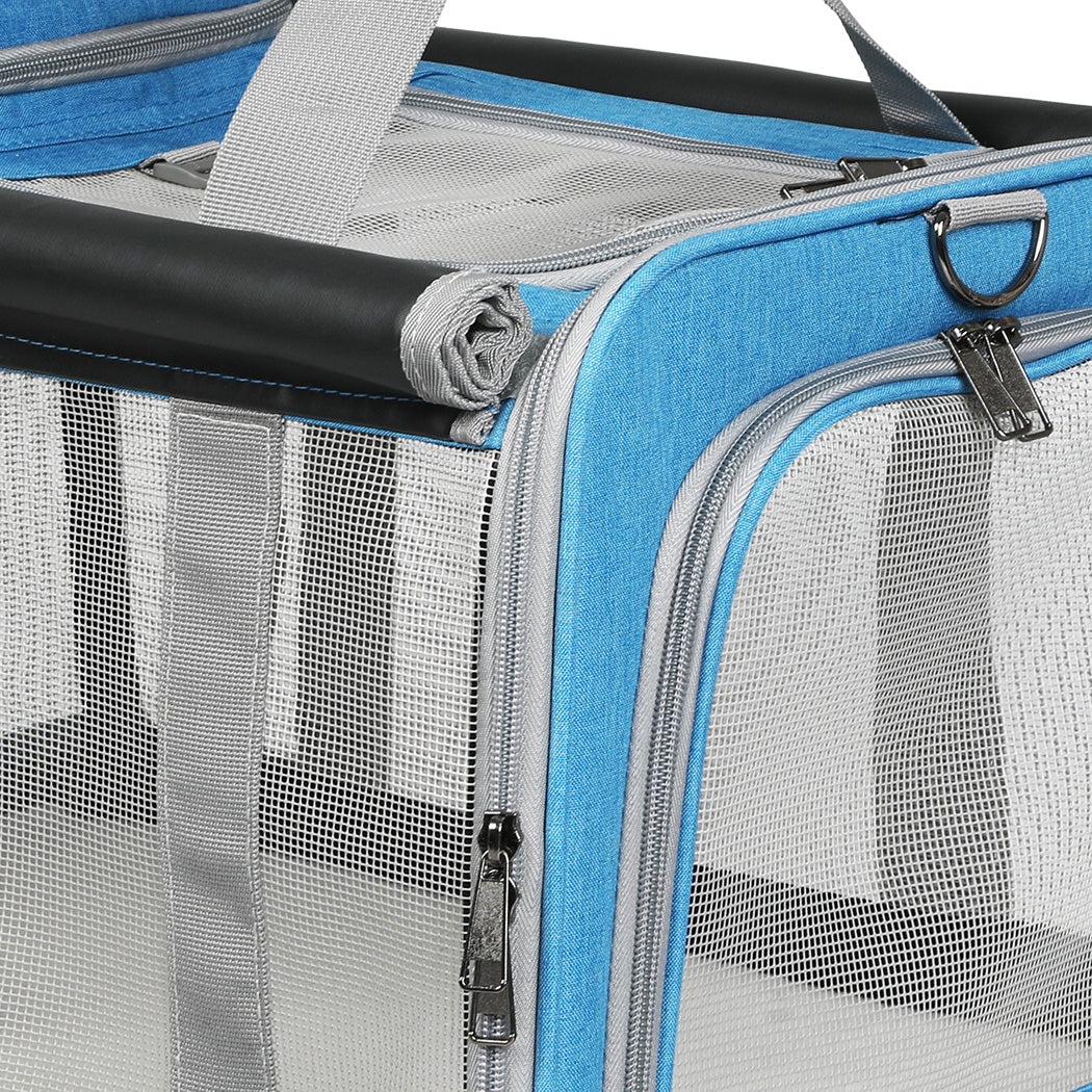 Pawz 3 in 1 Pet Soft Crate Dog Cat Carrier M Size Blue-1910112288757649411