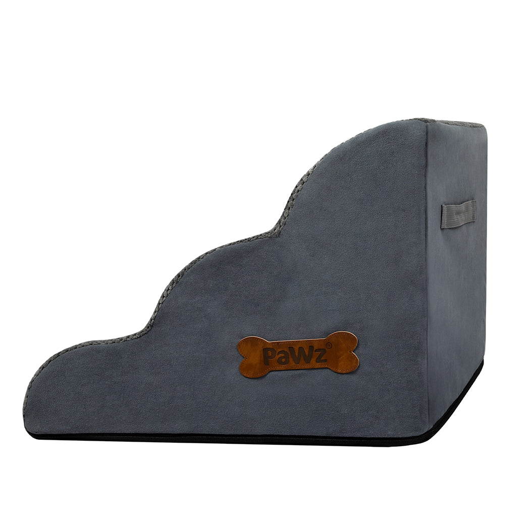 Pawz 3 Steps Pet Stairs Dog Ramp High Density Foam Grey-1919278361537024004