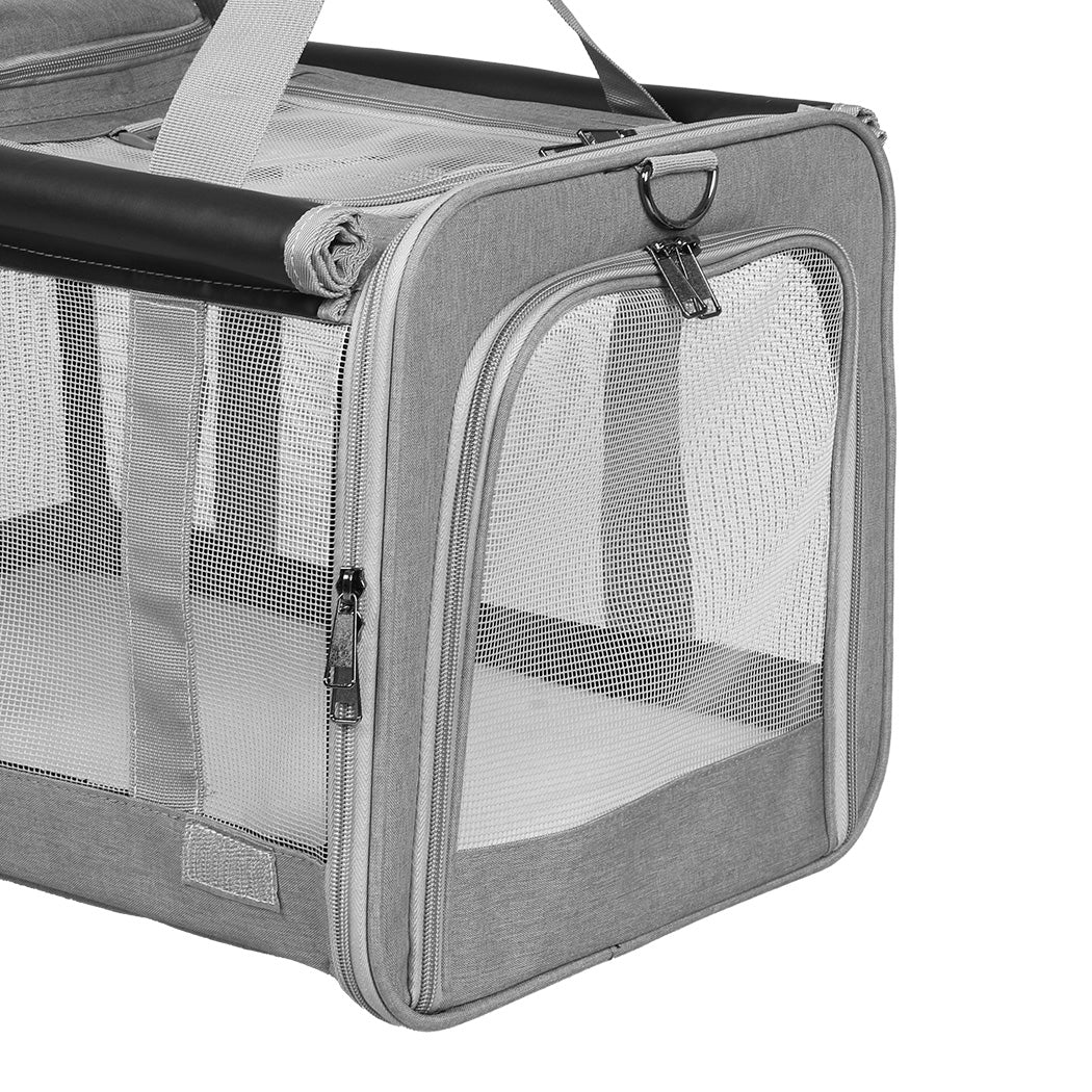 Pawz 3 in 1 Pet Soft Crate Dog Cat Carrier XL Size Grey-1910112289424543748