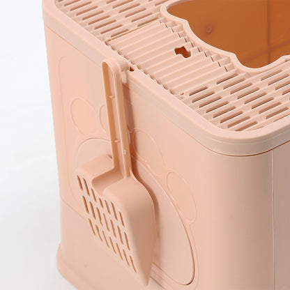 PaWz Foldable Cat Litter Box Tray Enclosed Pink-1910112470102577157