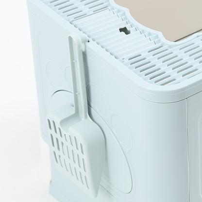PaWz Foldable Cat Litter Box Tray Enclosed Blue-1910112469704118277