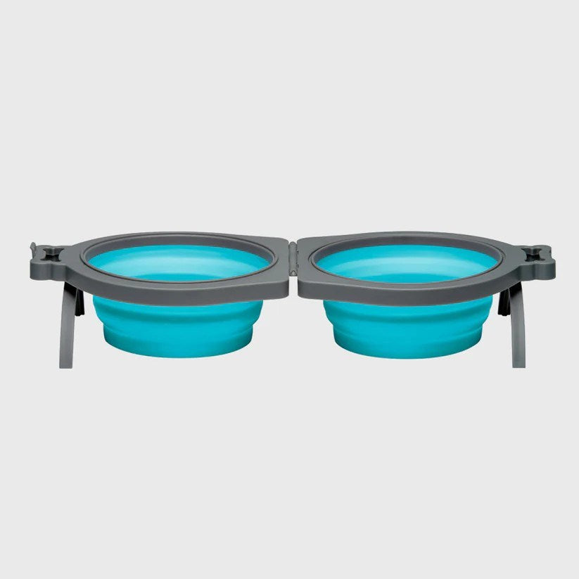 LPA Bella Roma Pet Travel Bowl Double Dine Medium Blue (7992)
