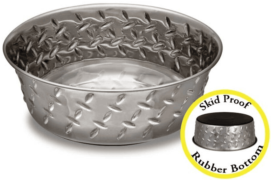 LPA Diamond Plate Bowl with Non-Skid Base - 1.91lt (2000ml) Pet Savers