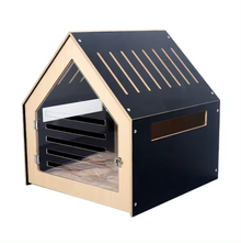 Modern Black Dog House Crate with Cushion Pet Savers
