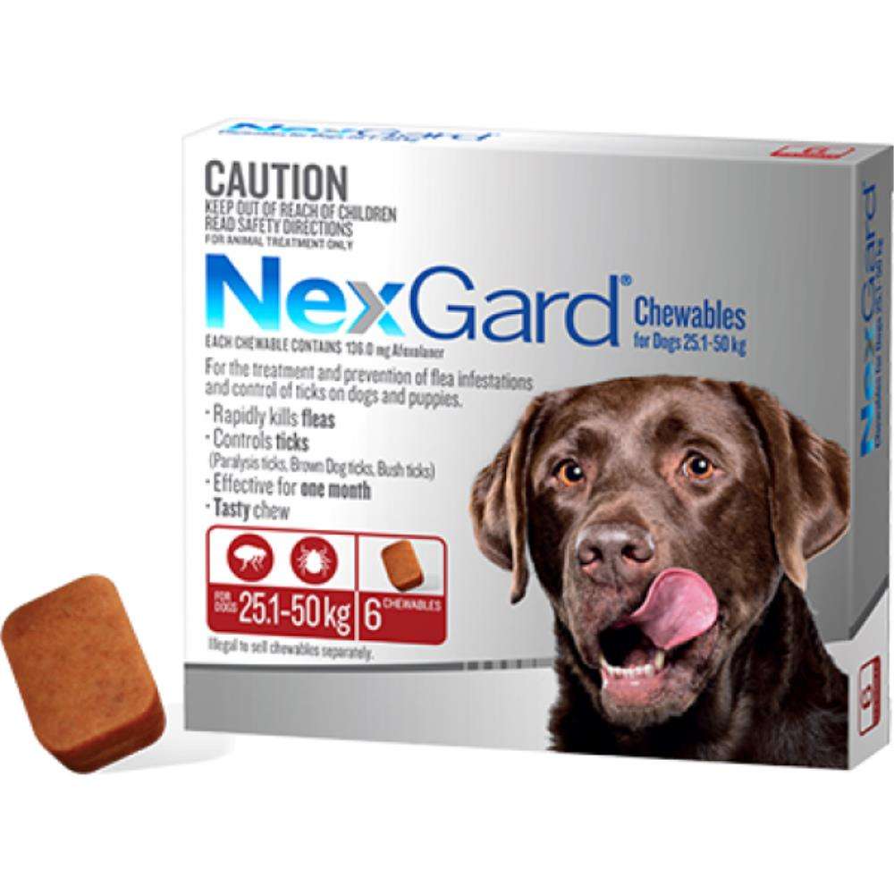 Nexgard Chew XLarge (Red) 25.1-50kg 6pk Pet Savers
