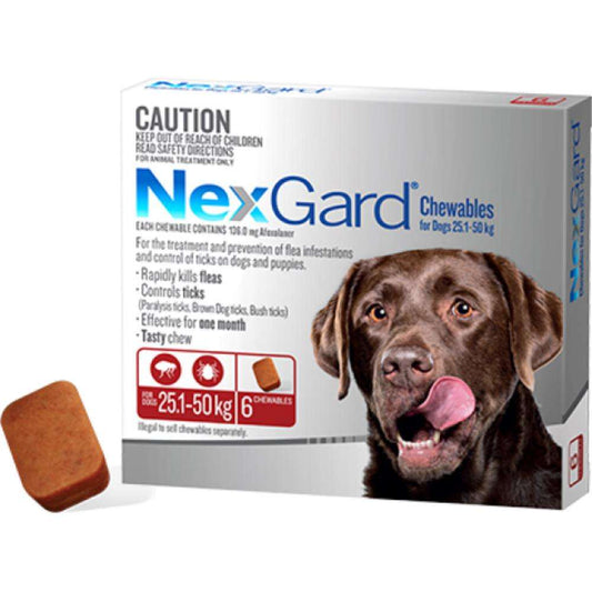 Nexgard Chew XLarge (Red) 25.1-50kg 6pk Pet Savers