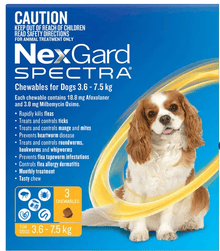 Nexgard SPECTRA Yellow 3pk for Dogs 3.6-7.5kg Pet Savers