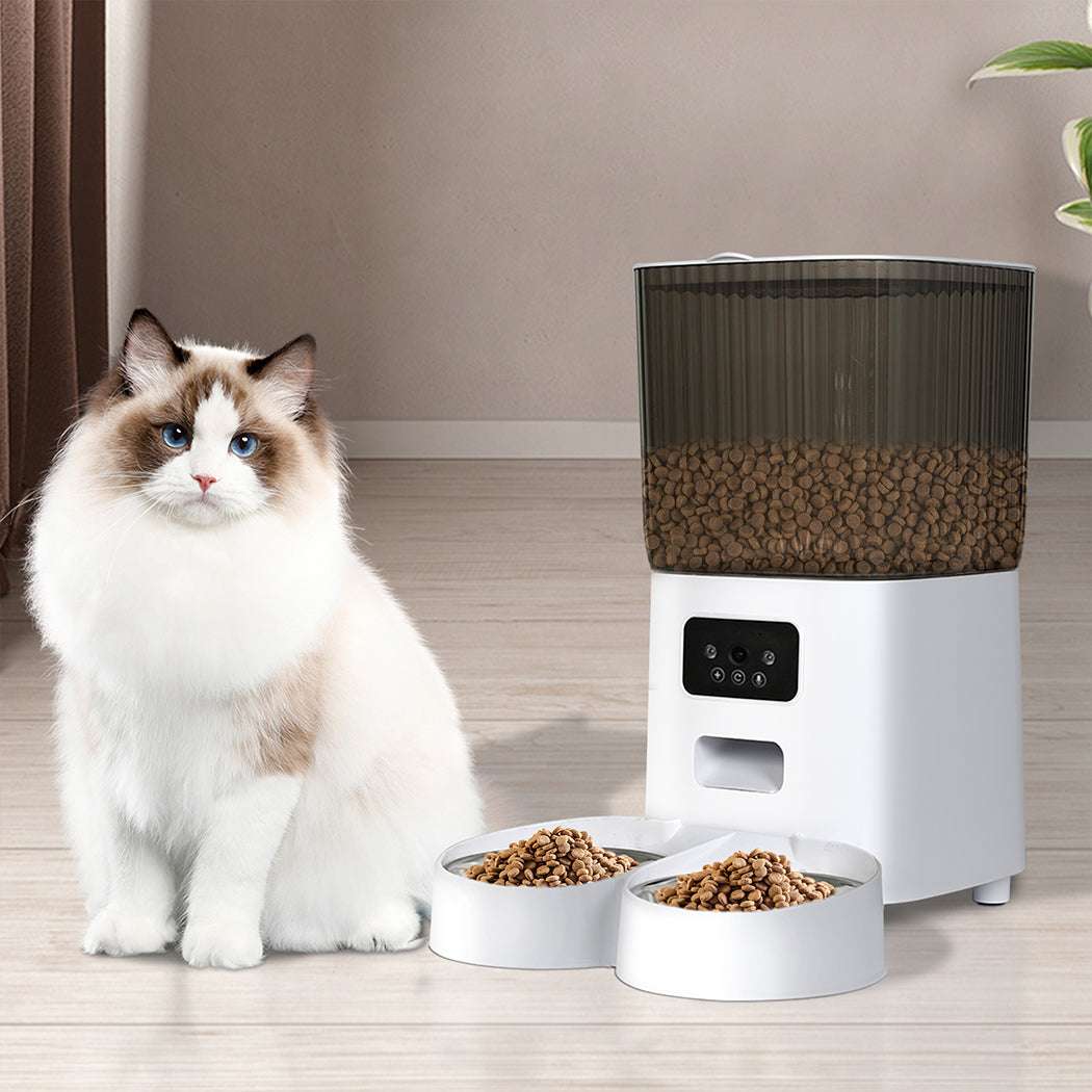 PaWz 5L Auto Pet Feeder Automatic Camera Wi-Fi White-1910112494316294151