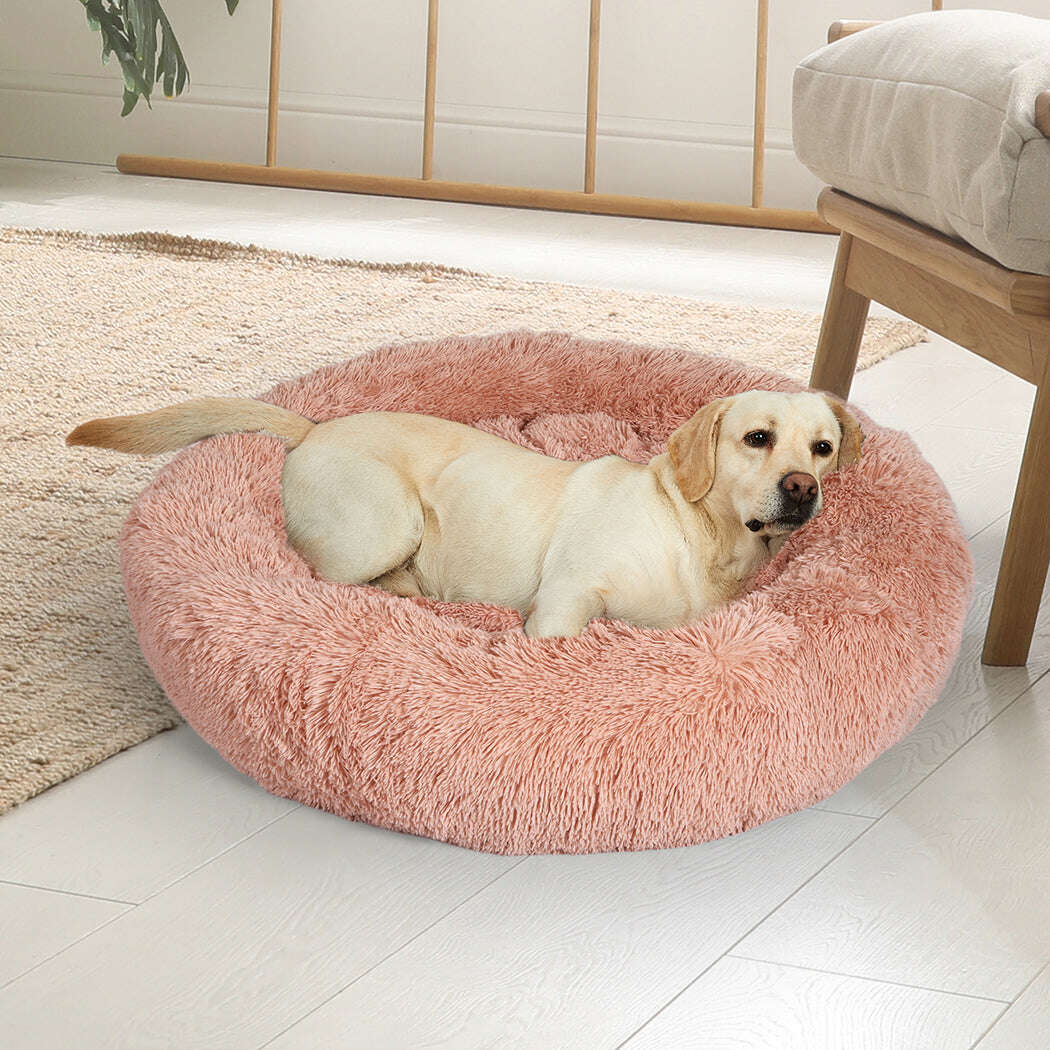 PaWz Pet Bed Cat Dog Donut Nest Calming M Pink Medium-1910113143946874887