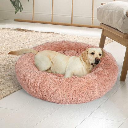 PaWz Pet Bed Cat Dog Donut Nest Calming M Pink Medium-1910113143946874887