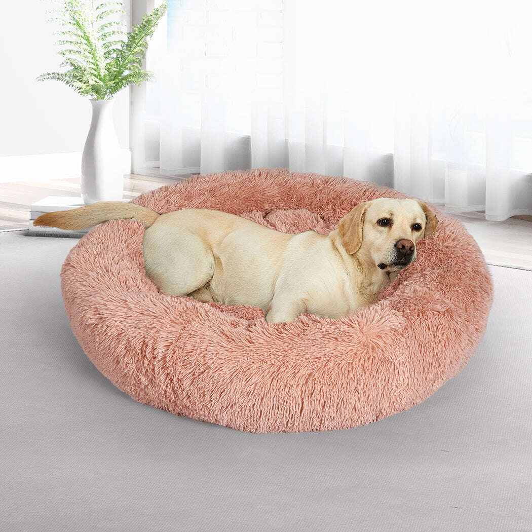PaWz Pet Bed Cat Dog Donut Nest Calming M Pink Medium-1910113143946874886