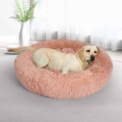 PaWz Pet Bed Cat Dog Donut Nest Calming M Pink Medium-1910113143946874886
