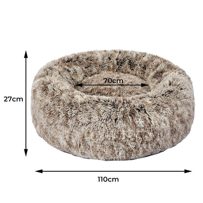 PaWz Pet Bed Cat Dog Donut Nest Calming XL Brown X-Large-1910112959355555842