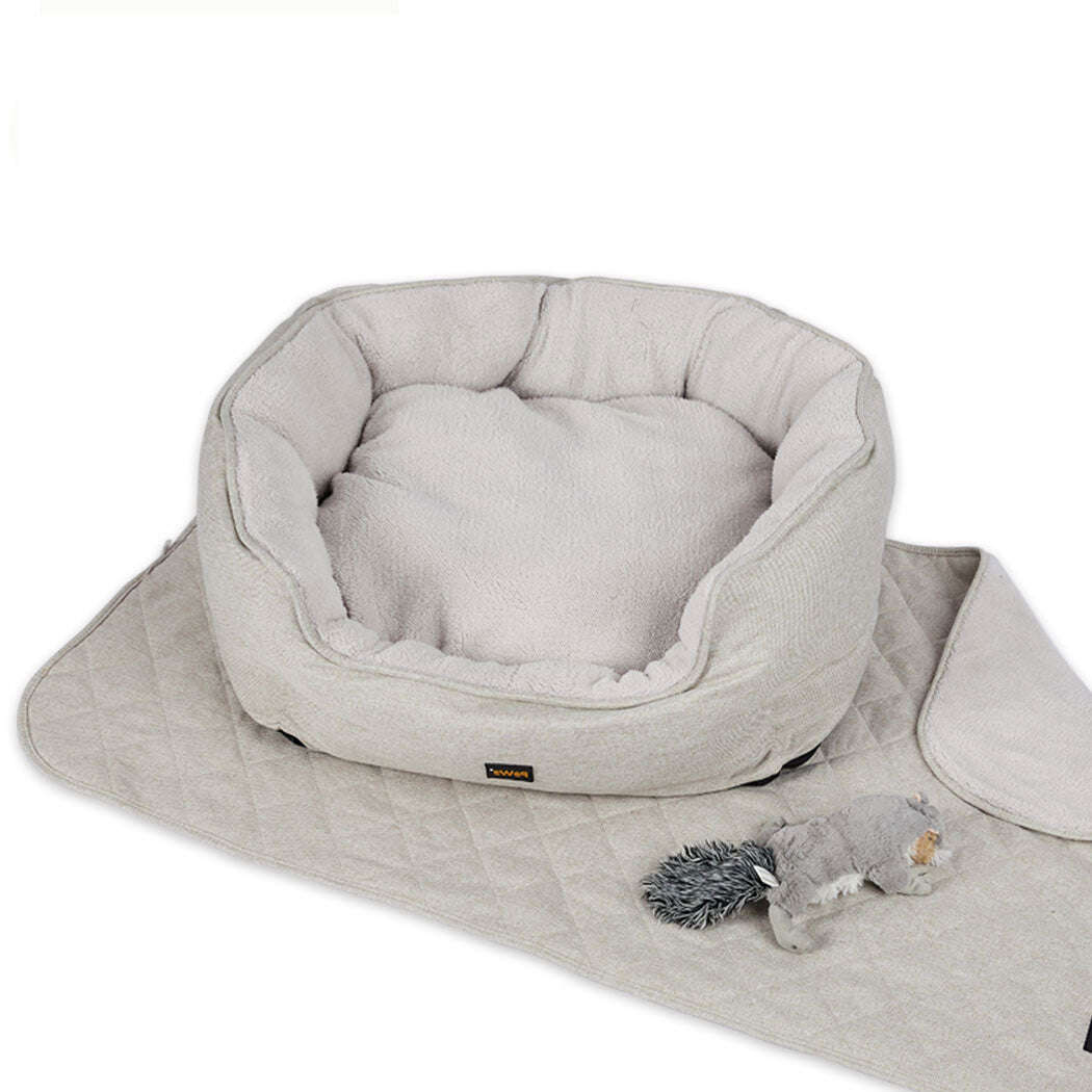 PaWz Pet Bed Set Dog Cat Quilted Blanket X-Large Beige-1910112963755380737